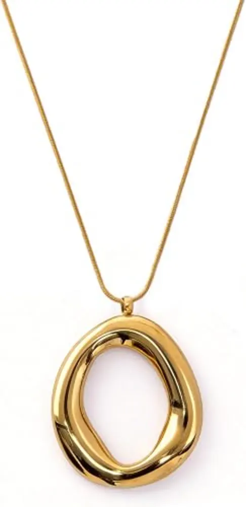 GENGMEI 18K Gold Plated Irregular Pendant Chunky Statement Necklace