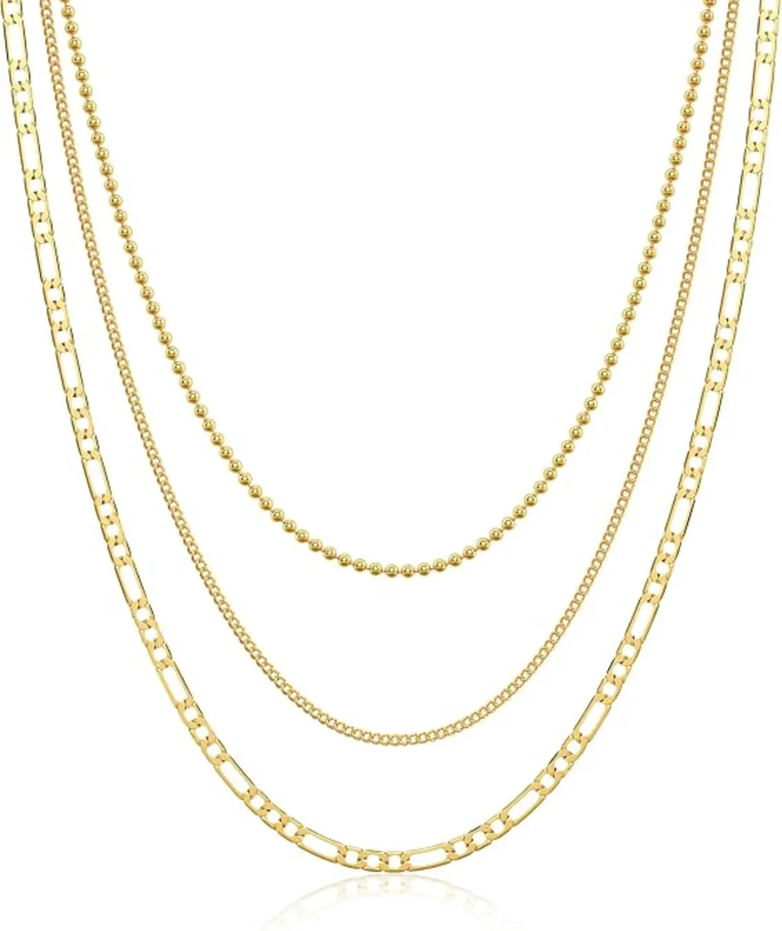 Tewiky 14K Gold Plated Layered Necklaces Set Chunky Chain for Women