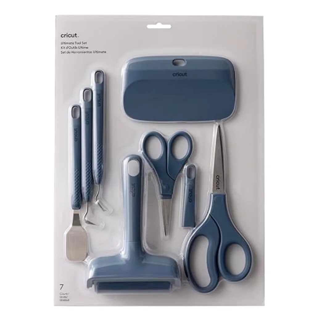 Cricut Ultimate Toolset Blue 7 Piece Precision Craft Tool Set with Weeder Spatula Scraper Scissors Brayer