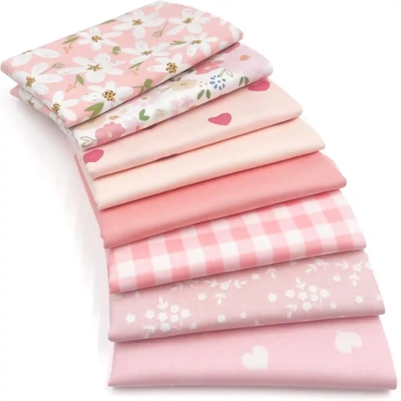 Aubliss Eight Piece Fat Quarter Fabric Bundles Sweet Pink Twenty Inch Pure Cotton Squares