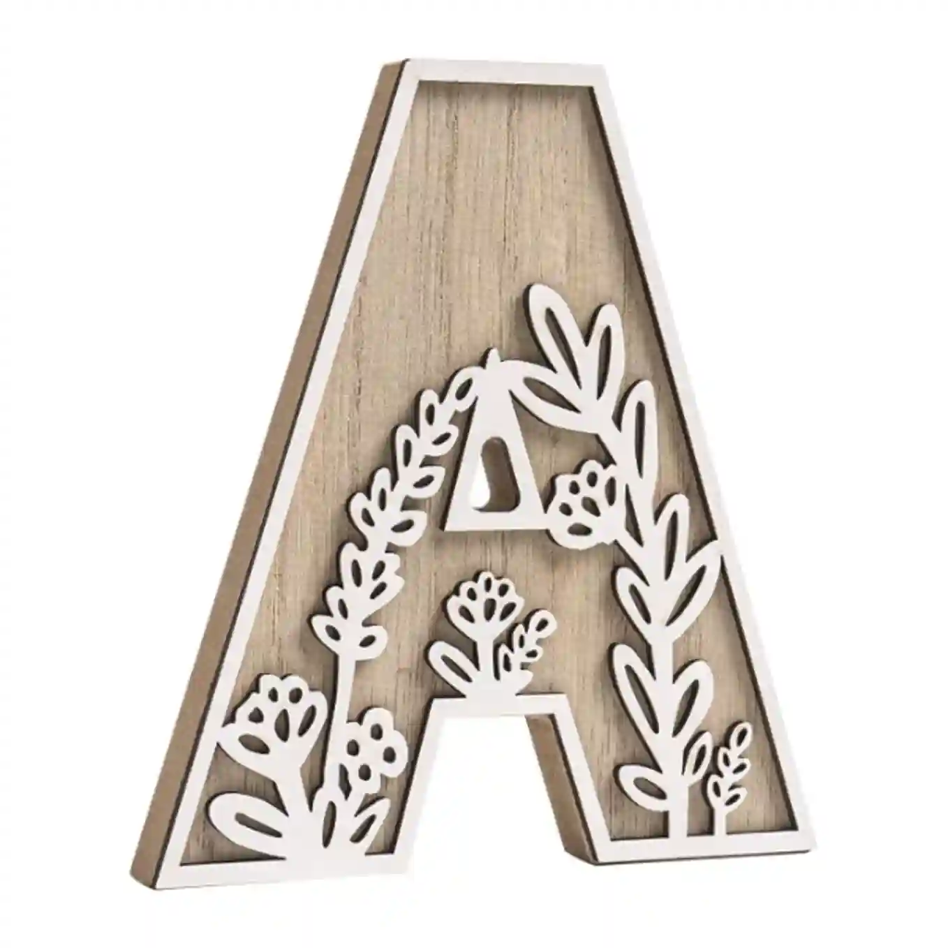 3D Layered Floral Wooden Letter A for Nursery Wall Decor