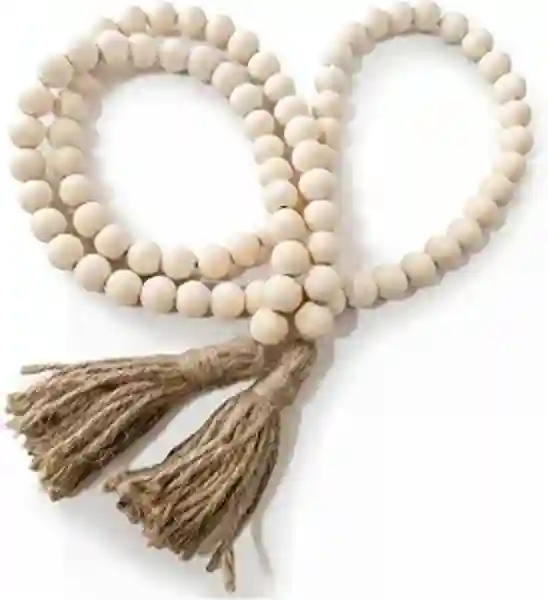 RGB World Farmhouse Beads Long Length Solid Wood Bead Boho Tassel Garland