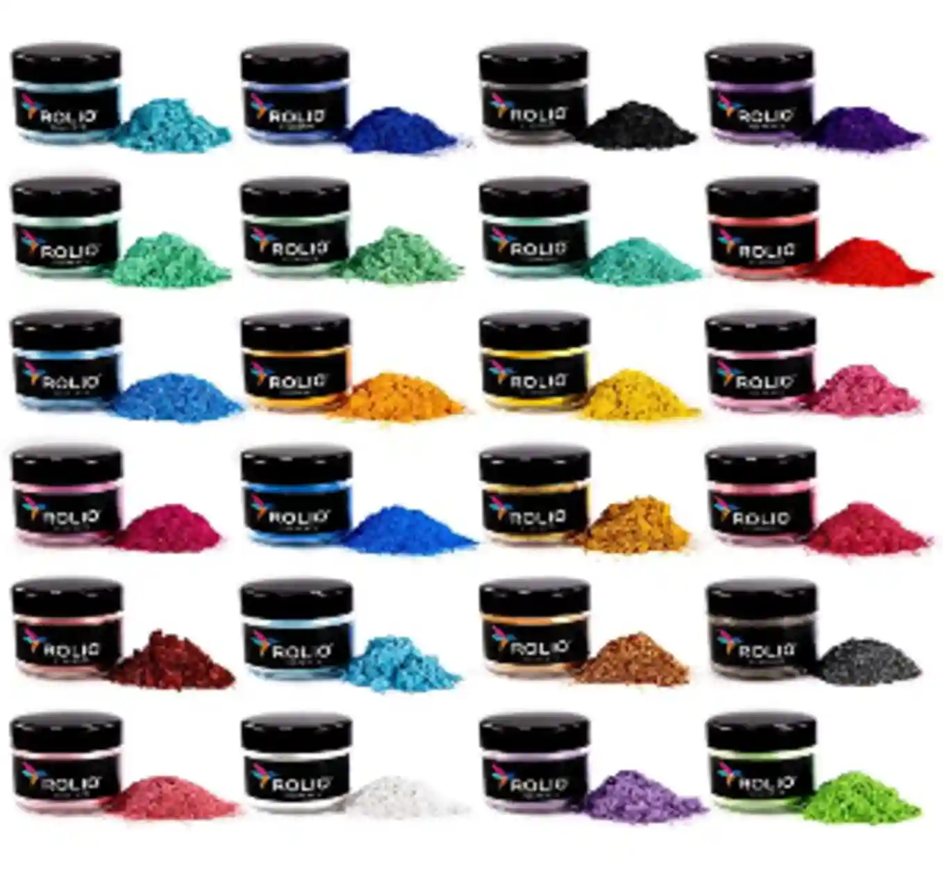 Rolio Premium Mica Powder Pearlescent Set 24 Jars for Epoxy Resin and Crafts