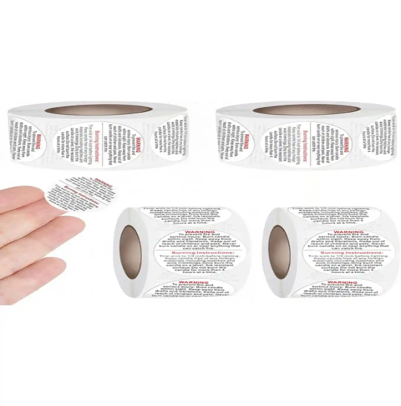 CllyCnny One Inch Candle Warning Labels Two Thousand Piece Mini Round Safety Stickers Roll