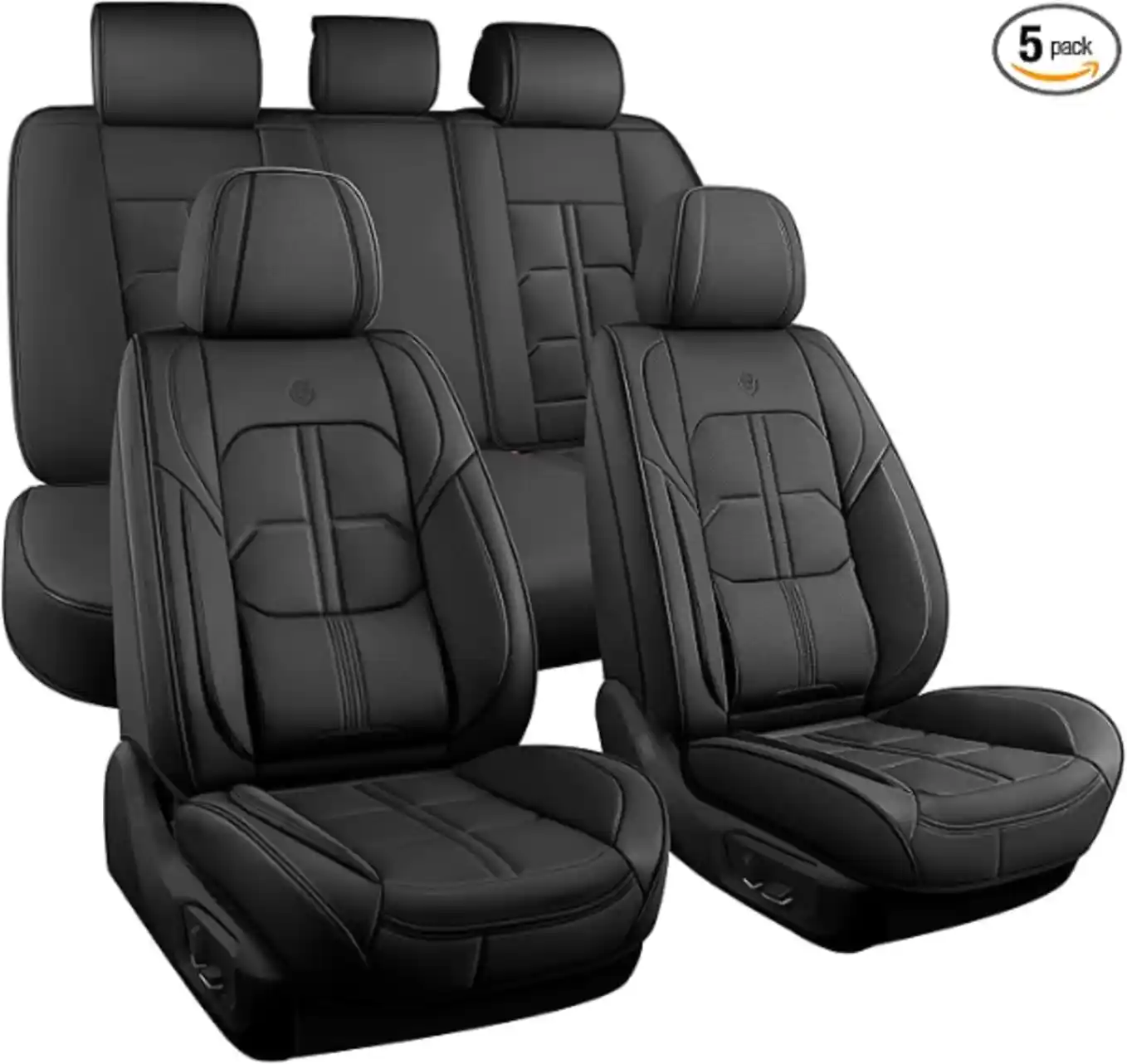 Car Seat Covers Full Set for 5 Seats Lumbar Support Breathable