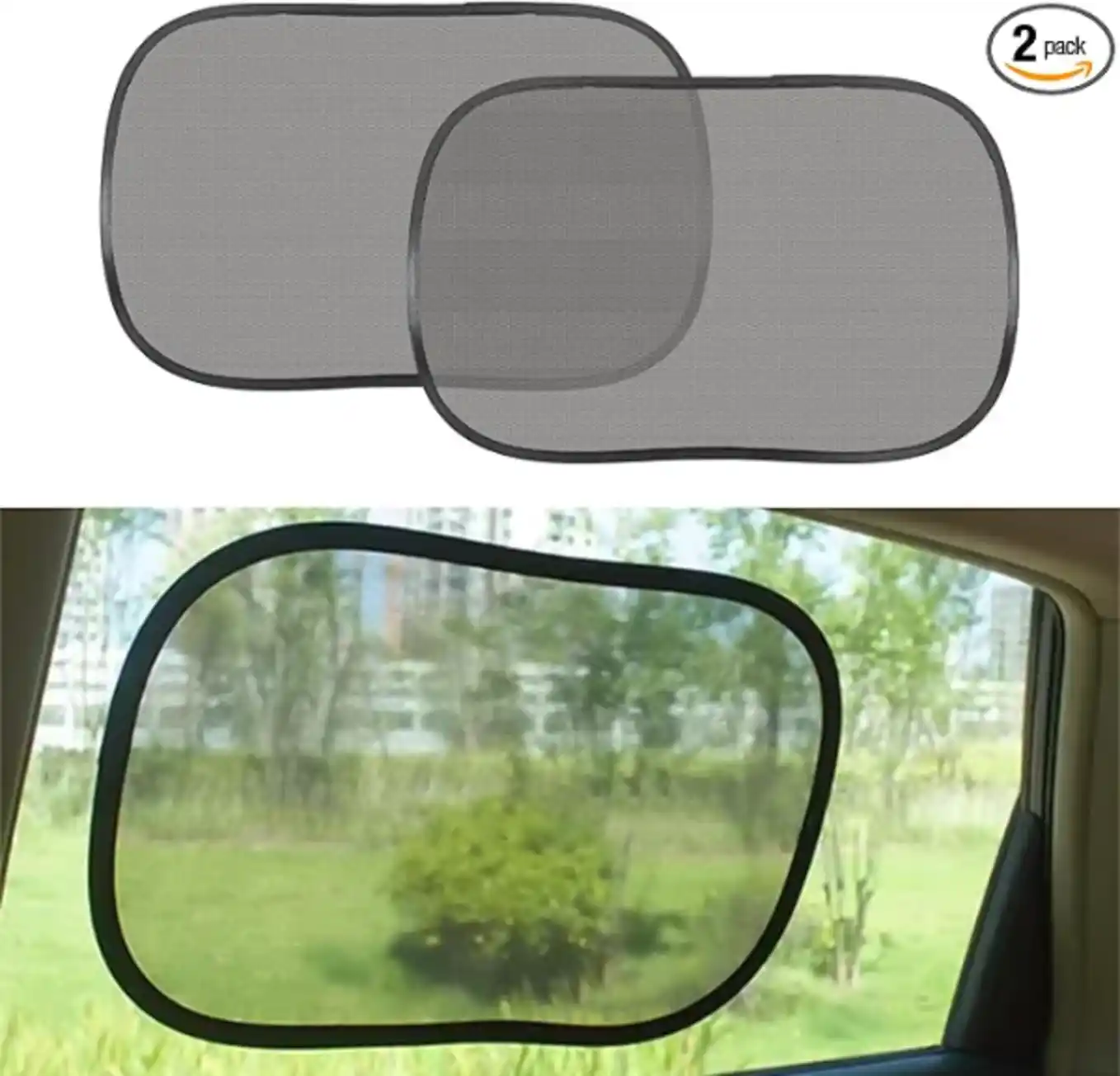 2PCS Car Window Shades, Static Cling Sun Shade for Side Windows, UV & Heat Protection Anti-Glare Auto Window Screen for Baby Safety & Comfortable Driving, Universal Fit Car Accessories