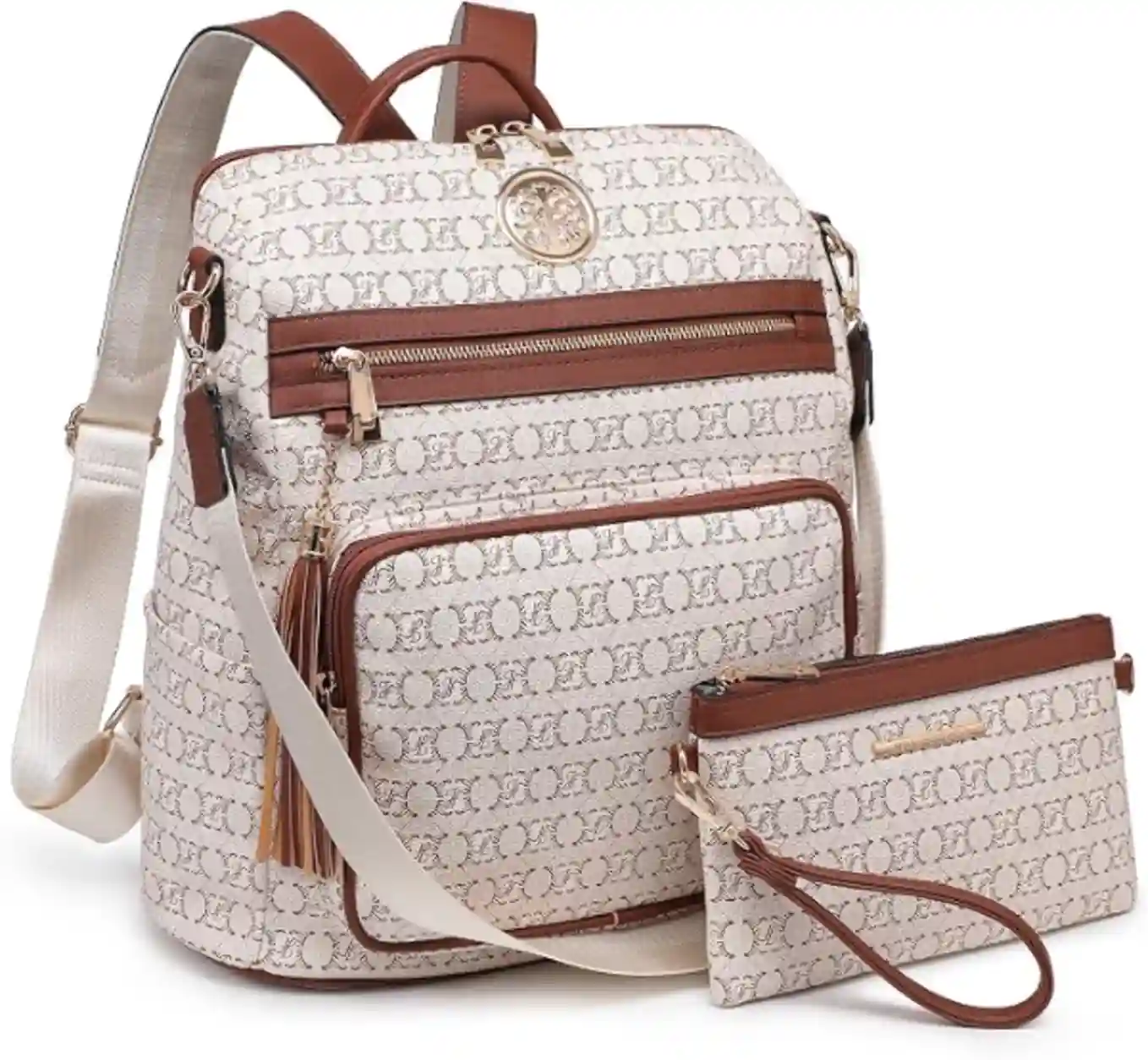 MKP COLLECTION Womens Convertible Backpack Purse Large Faux Leather Travel Backpack Set