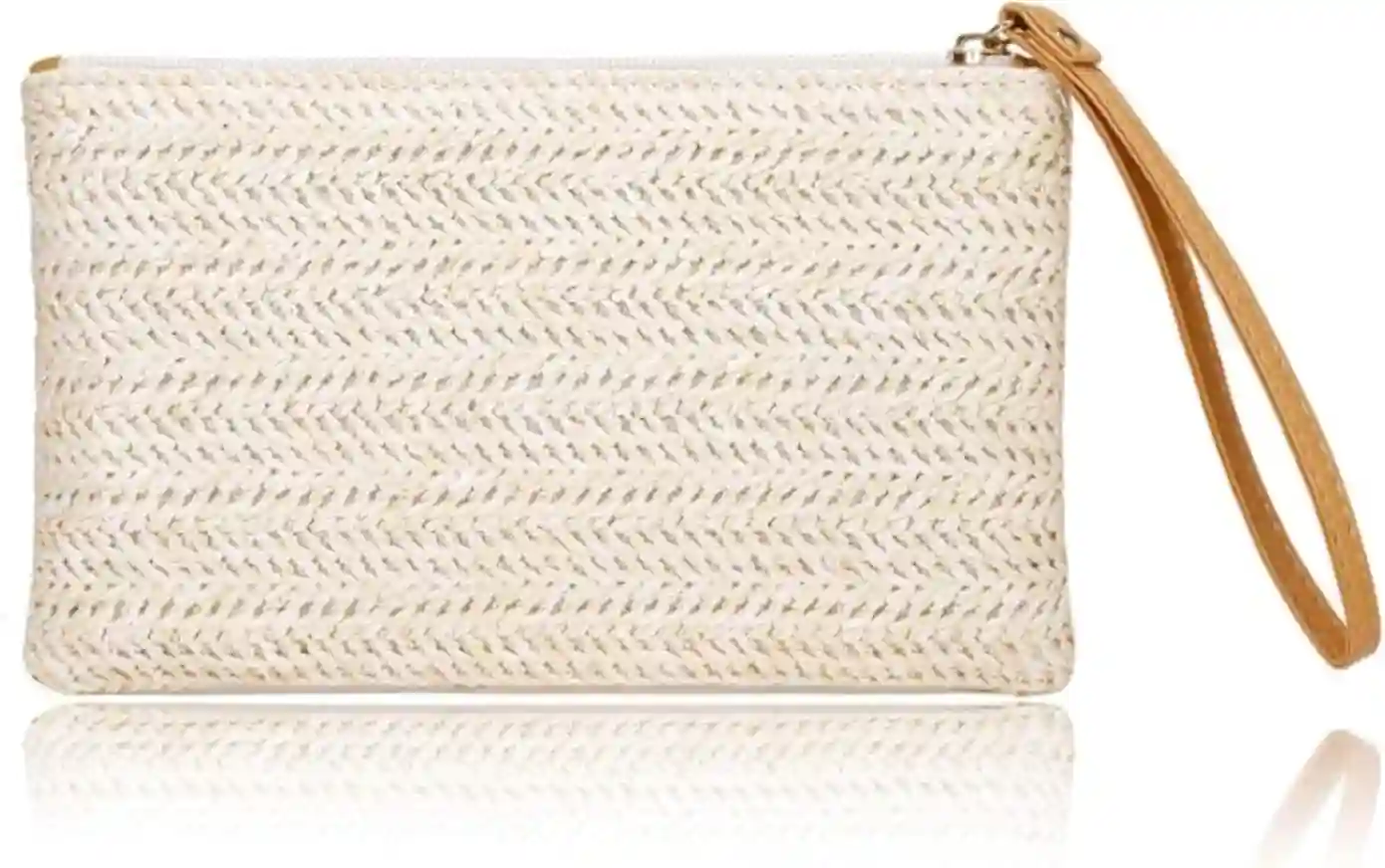 COOKOOKY Womens Straw Clutch Bag Bohemian Summer Beach Straw Purse Zipper Wristlet Wallets