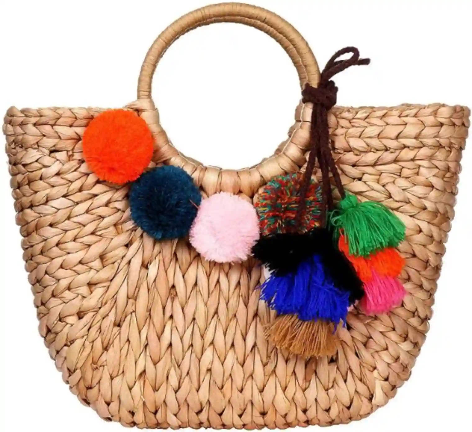 Summer Rattan Bag for Women Straw Hand-woven Top-handle Handbag Beach Sea Straw Rattan Tote Clutch Bags