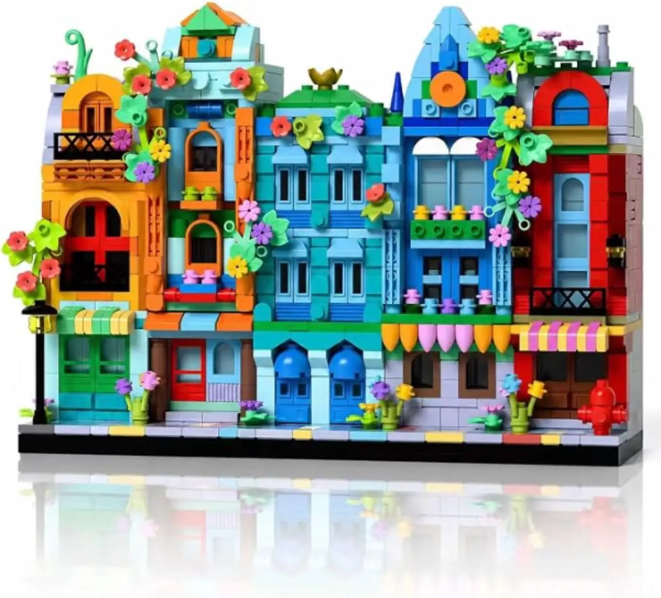 Micro Flower Street Architecture Building Toy for Teens & Adults, City Town House DIY Model, Mini Brick Building Blocks, Home Office Desk Decor, Collectible Display Gift for Men and Women
