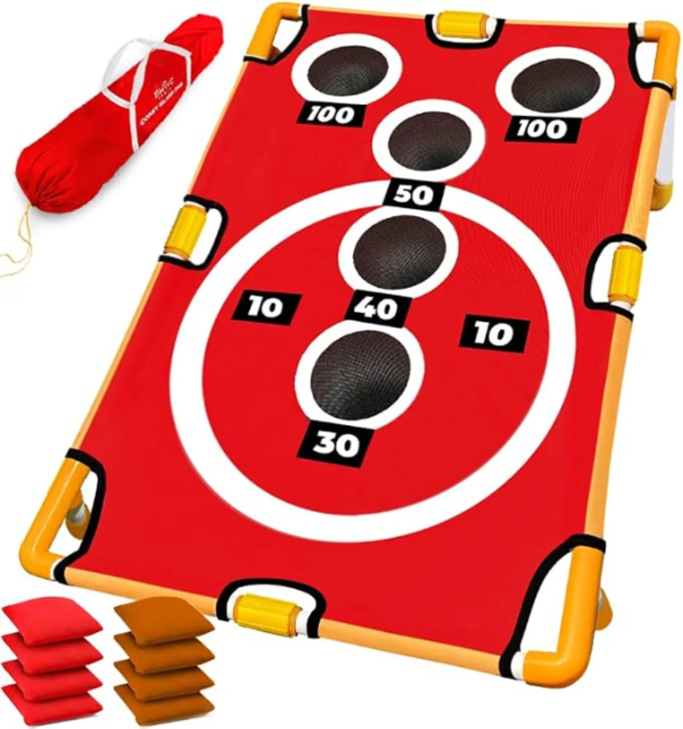 Swooc Games - Coney Island Toss™ - Arcade Style Cornhole Board Set w/Carrying Case & 15+ Games - Corn Hole Games for Adults - Kids Bean Bag Toss Game - Kids Cornhole Set w/Bags - Outdoor Yard Games