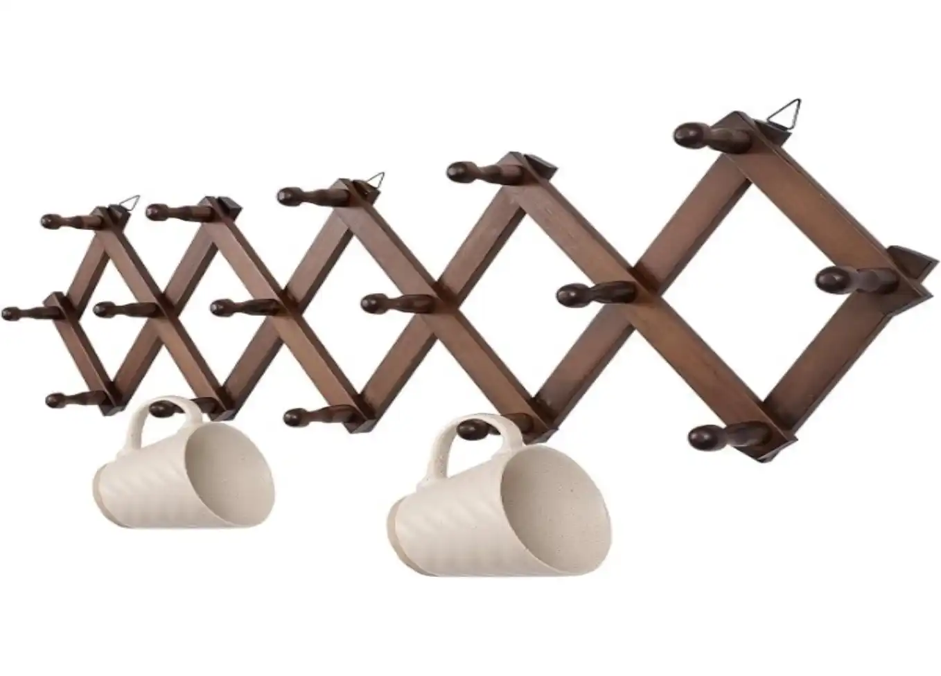 SCUNDA Expandable Wooden Hat Hanger Wall Organizer with 16 Hooks