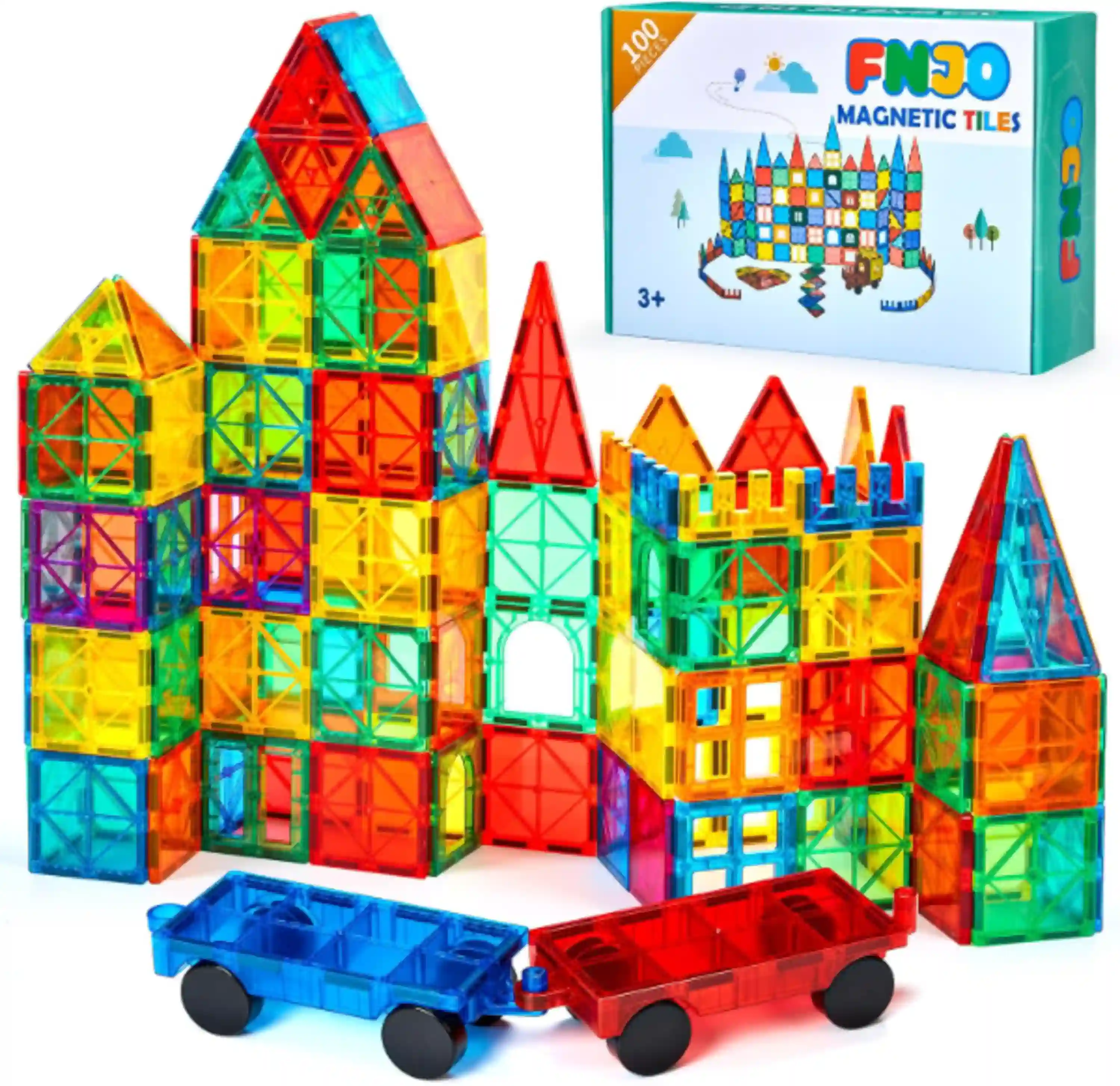 FNJO 100PCS Magnetic Tiles Building Set Preschool Classroom STEM Toys