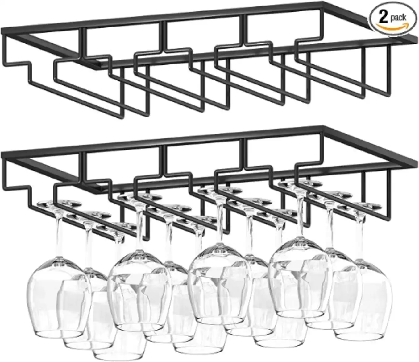 Wtiujhg 2 Pack Under Cabinet Stemware Wine Glass Rack Storage Holder