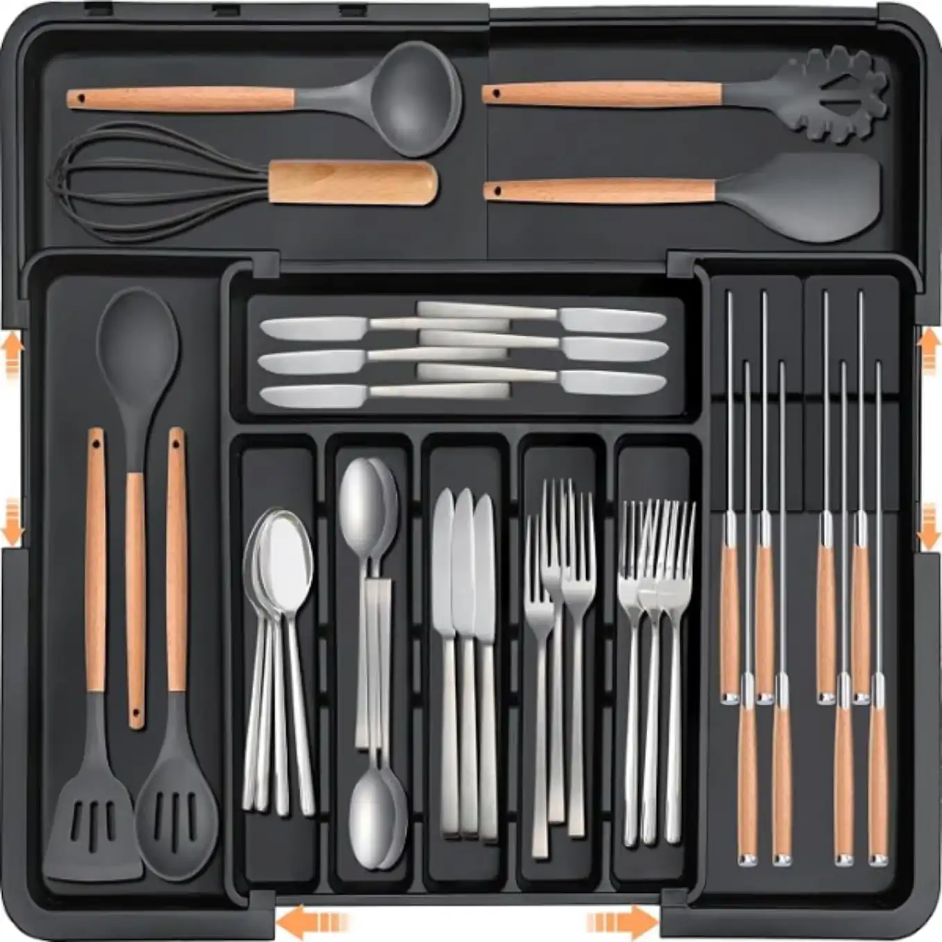 Homecor Expandable Silverware Organizer Large Kitchen Drawer Utensil Tray