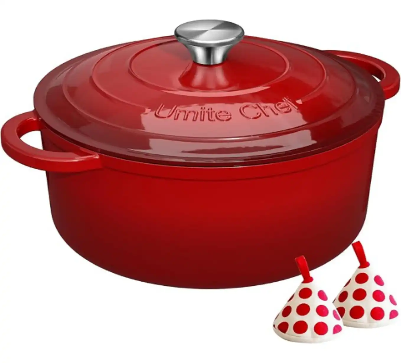 Umite Chef 5QT Enameled Cast Iron Dutch Oven Pot with Lid and Cotton Potholders