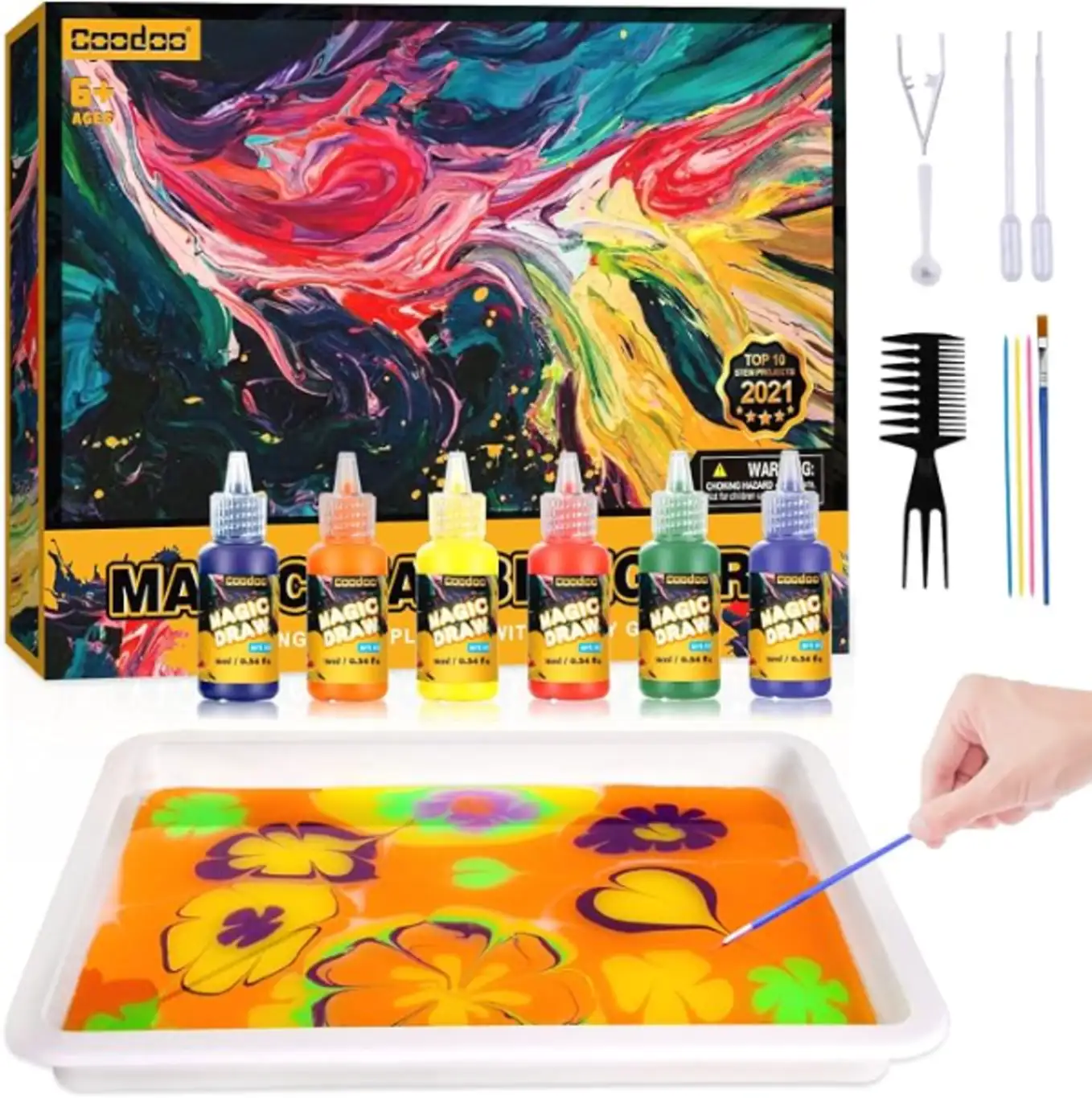 Water Marbling Paint for Kids - Arts and Crafts for Girls Boys Ideal Gifts