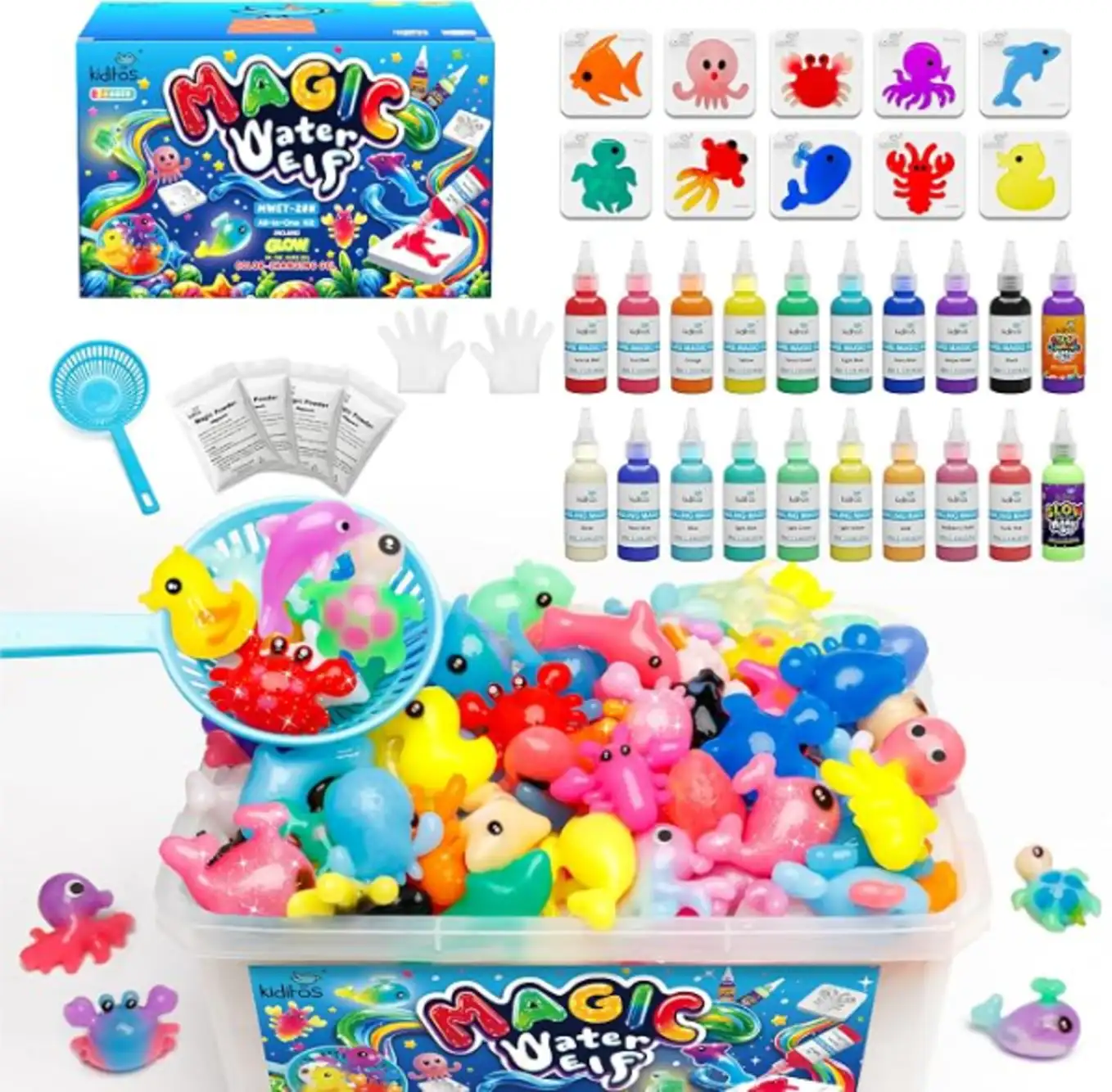Kiditos Magic Water Elf Toy Kit,Squishies for Kids, DIY Sensory Craft Kit