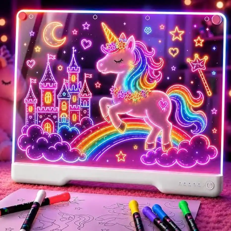 Geokay 16" Rechargeable LED Drawing Board with 9-Color Light Effects