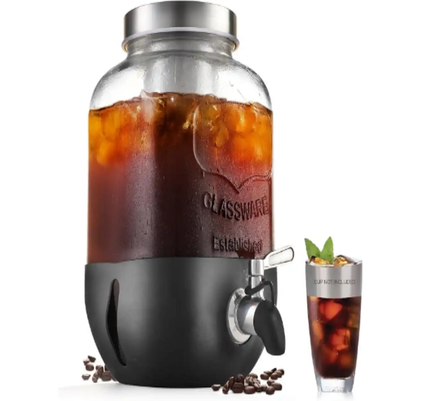 dailybrew 1 Gallon Cold Brew Coffee Maker Glass Pitcher with Stainless Steel Spigot