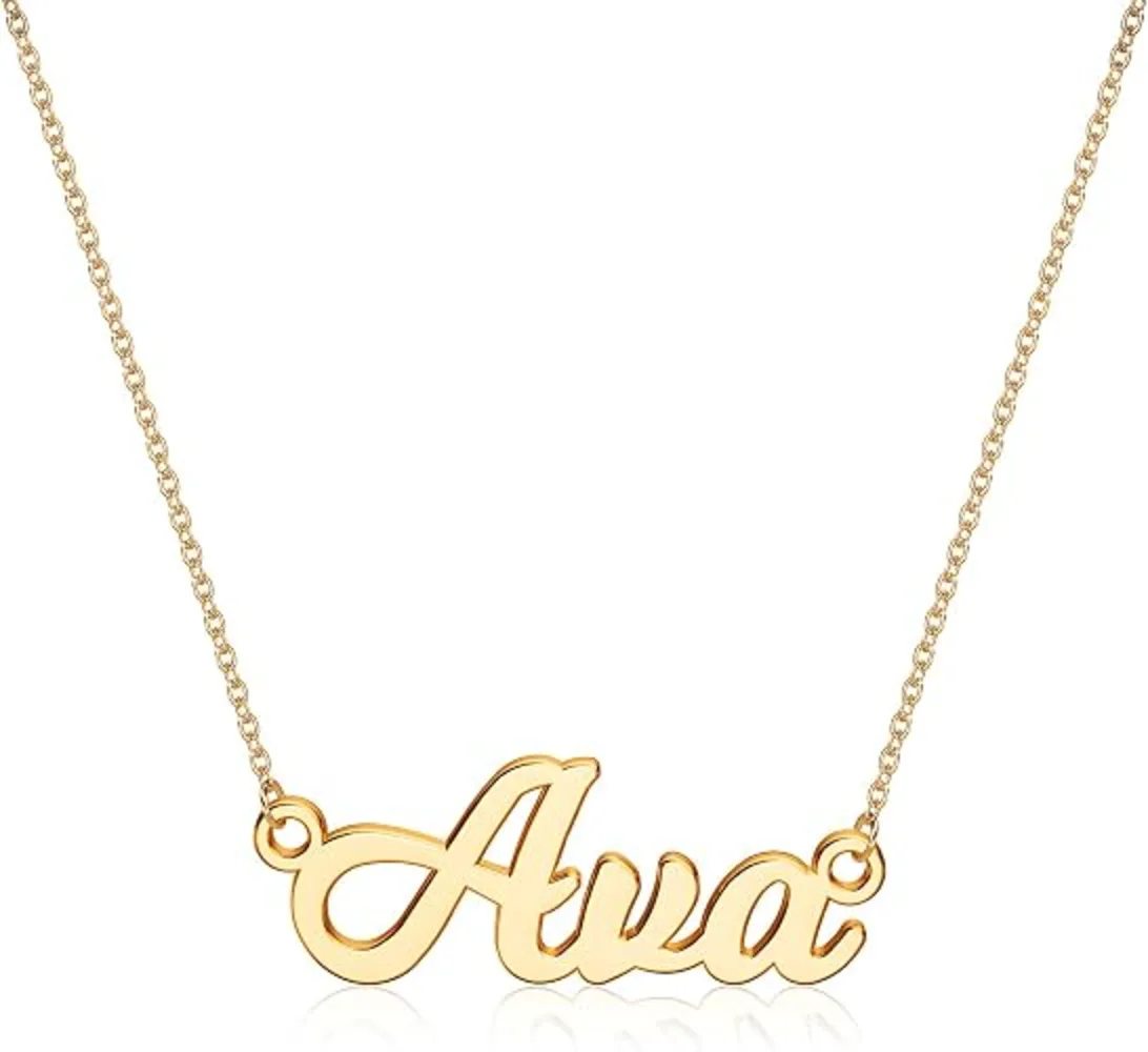 Ursteel Custom Name Necklace 14K Gold Plated Personalized Dainty Plate