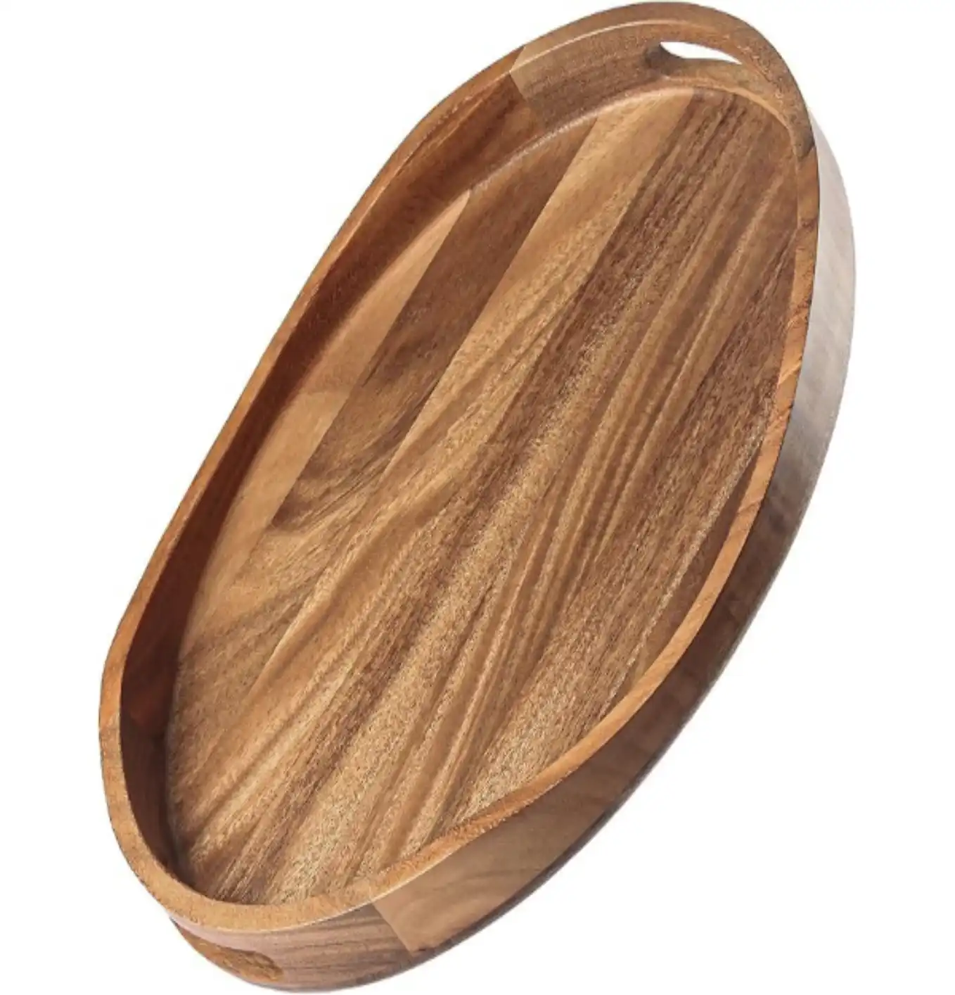 KITEISCAT Acacia Wood Serving Tray Seventeen by Thirteen Inch Decorative Ottoman Tray with Built in Handles