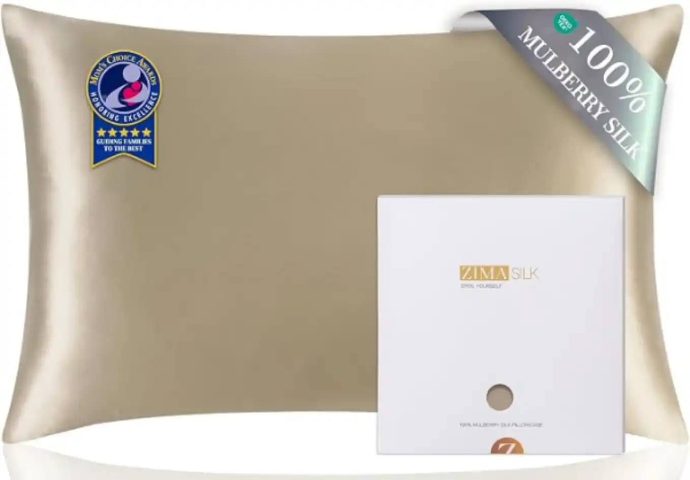 ZIMASILK 100 Percent Pure Mulberry Silk Pillowcase for Hair and Skin Queen Taupe