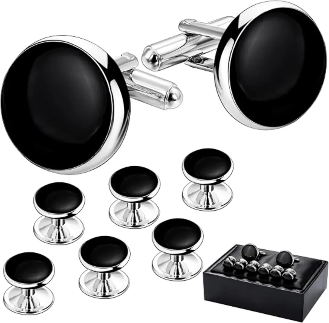 HAWSON Men’s Cufflinks and Tuxedo Studs Set with Gift Box