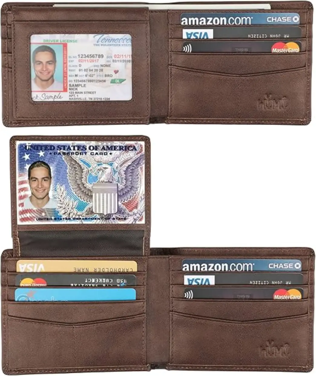 HIMI Wallet for Men Genuine Leather RFID Blocking Bifold Stylish Wallet with 2 ID Window