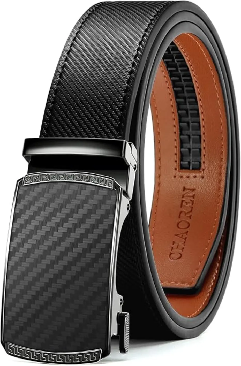 CHAOREN Men's Leather Ratchet Belt Customizable Fit 35mm with Gift Box