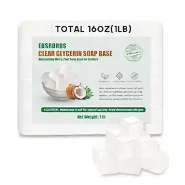 EDSRDRUS One Pound Clear Glycerin Soap Base Melt and Pour Unscented Skincare Bar
