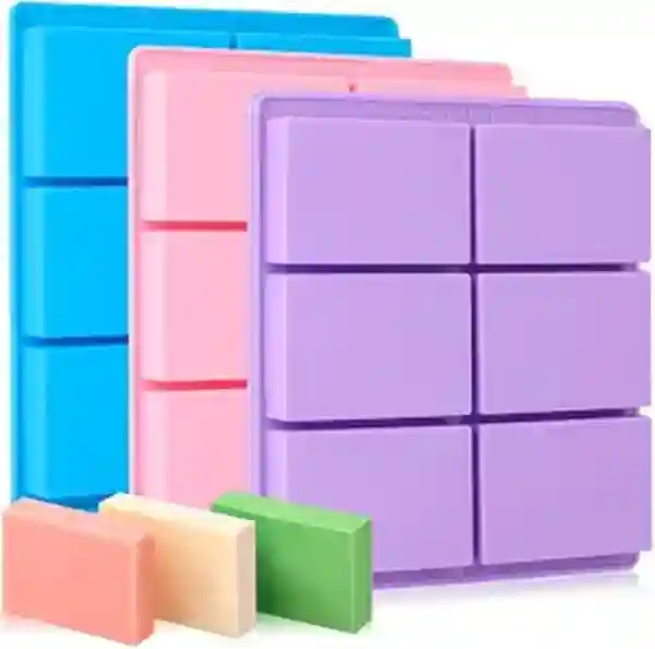 SJ Rectangle Soap Mold Set 3-Pack 6-Cavity Silicone Soap Molds for Crafting