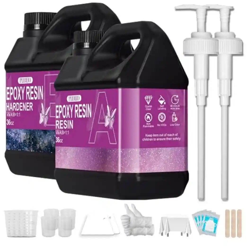 Puduo 72OZ Crystal Clear Epoxy Resin Kit with Complete Mixing Toolkit