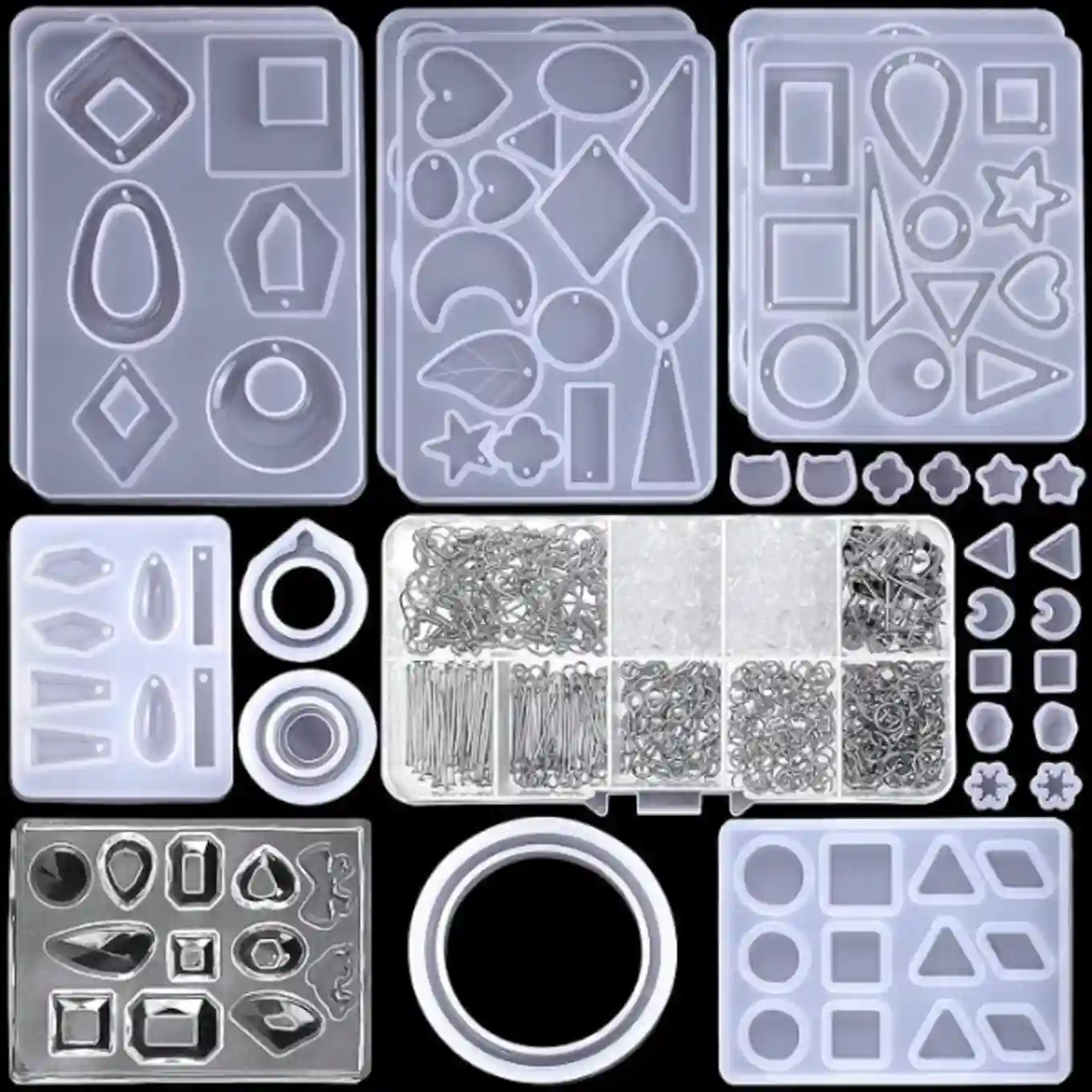 Paxcoo 678pcs Resin Molds for Jewelry Earring Making Kit with Epoxy Molds and Findings
