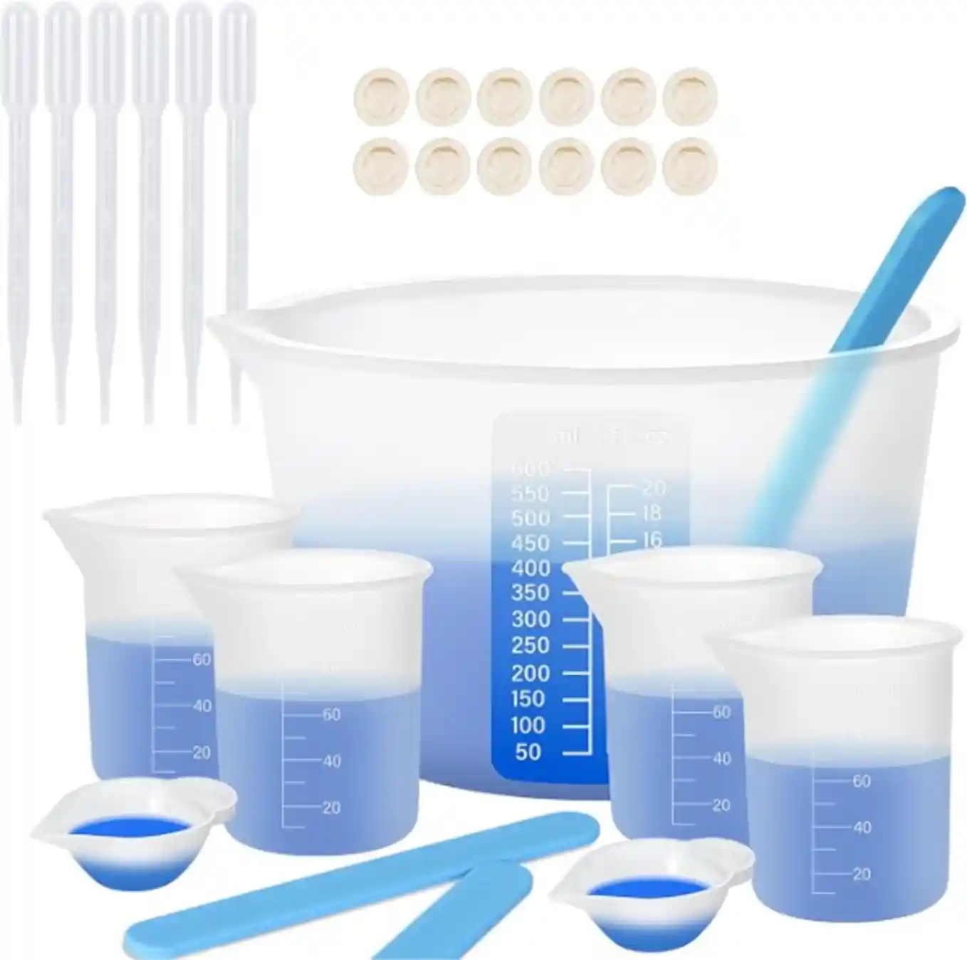 KISREL Silicone Measuring Cups Reusable Epoxy Resin Mixing Cups with Sticks