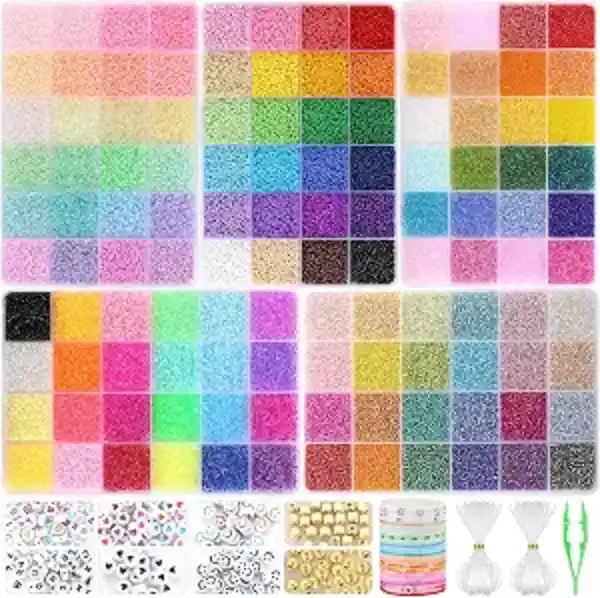 Funtopia 61000pcs 2mm Seed Beads Kit for Jewelry Making with 120 Colors and Accessories