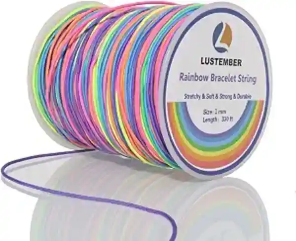 LUSTEMBER 1mm Rainbow Elastic Bracelet String 330 Feet Sturdy Durable Beading Cord