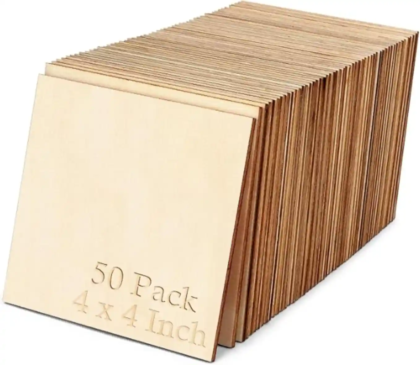 Blisstime 50PCS 4x4 Inch Unfinished Poplar Wood Squares Blank Craft Pieces