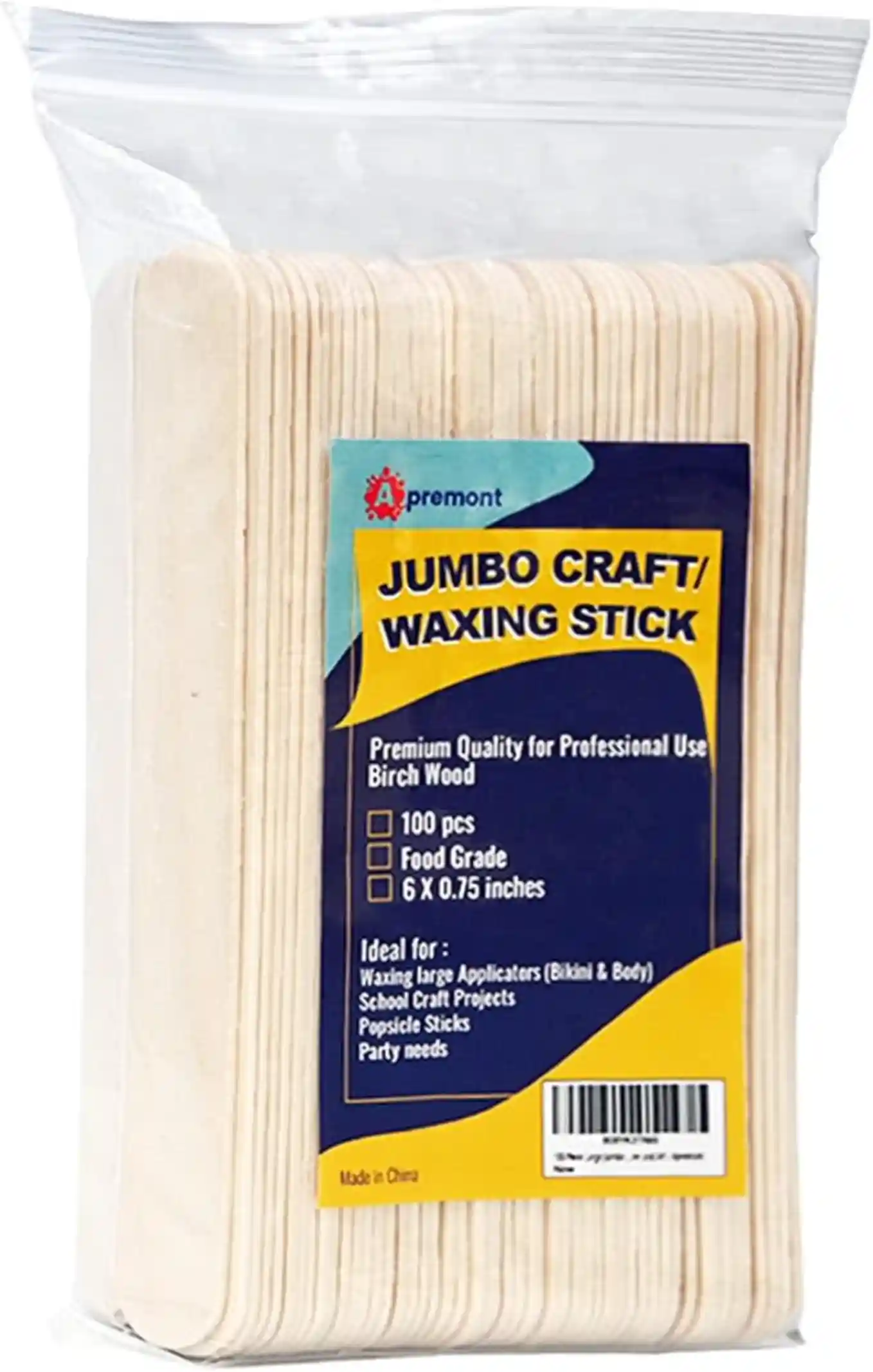 Apremont 100 Piece 6 Inch Large Jumbo Wooden Craft Sticks