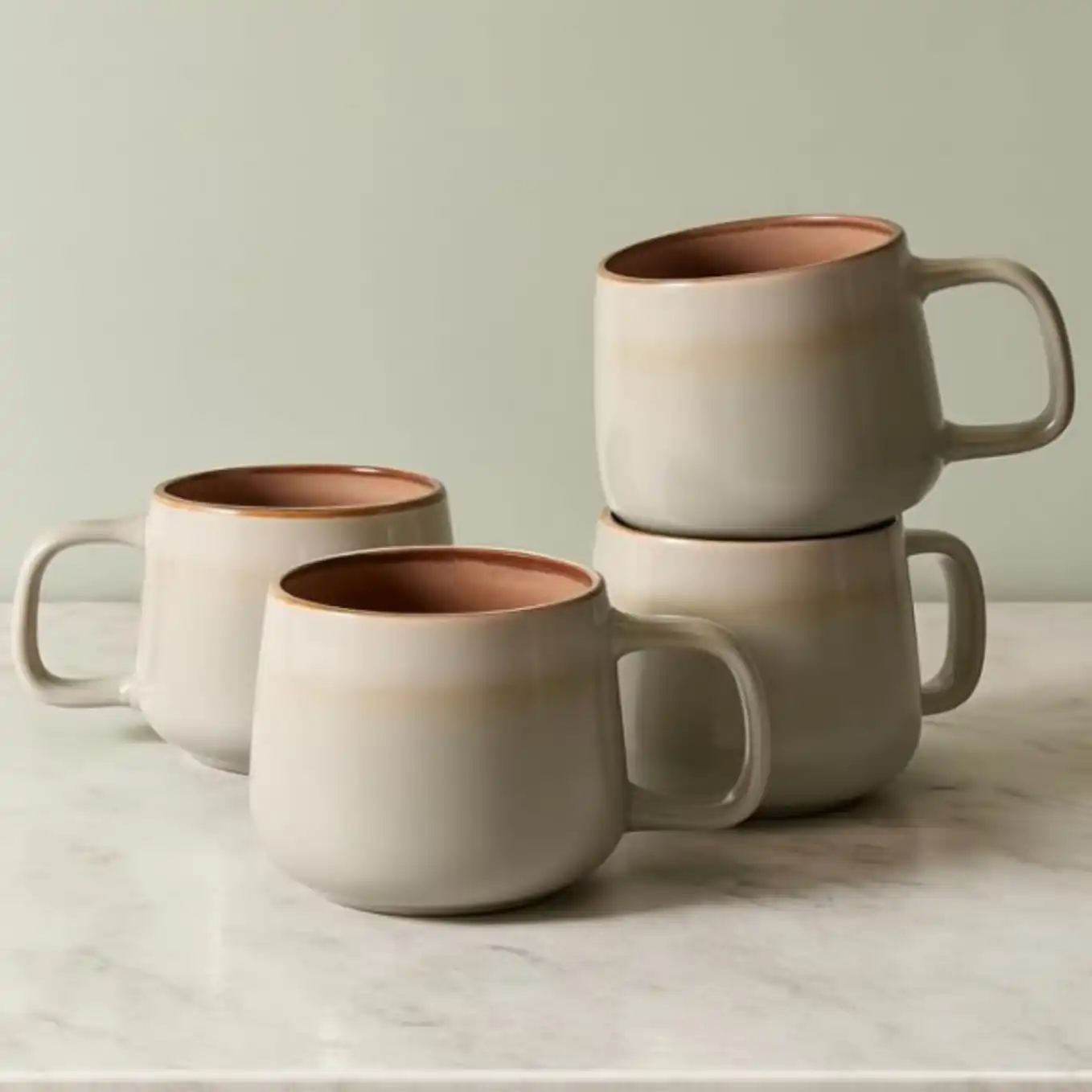 Ava Nord Stoneware Ceramic Coffee Mugs Set of 4 12 oz Sage Ash
