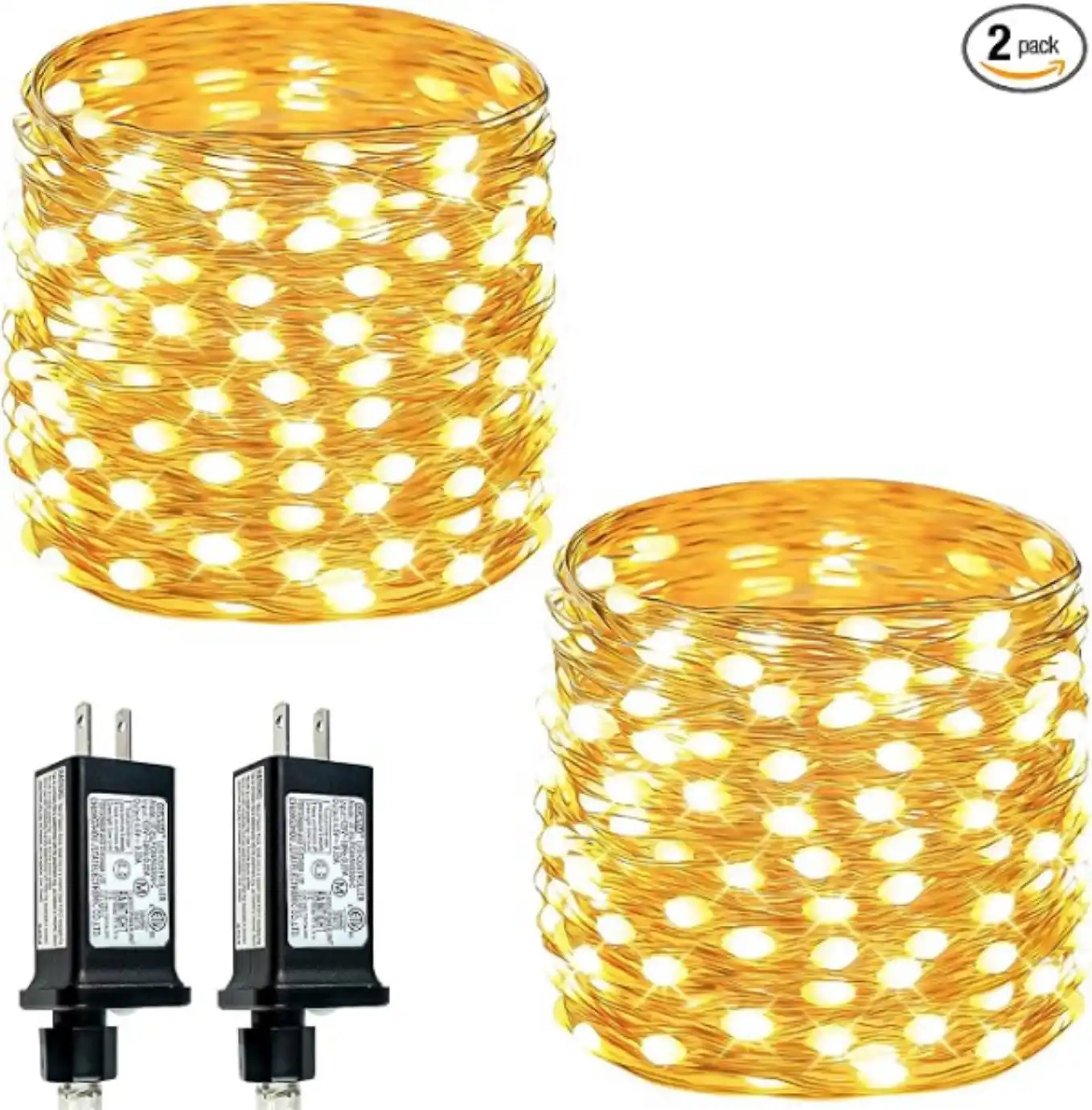 EEW Fairy Lights Plug in 99FT 300 LED Christmas String Lights Warm White