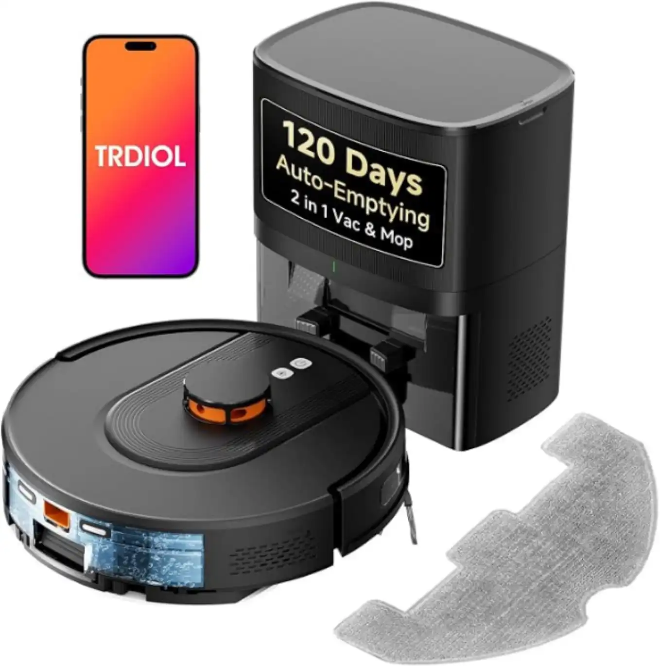 TRDIOL Robot Vacuum and Mop Combo 6000Pa Suction Self Emptying LiDAR Navigation