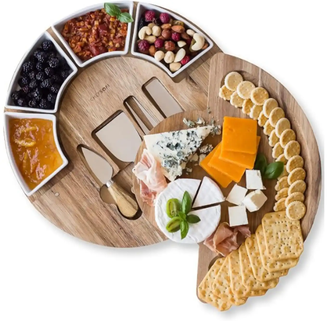 ChefSofi Acacia Wood Charcuterie Board Set and Cheese Platter