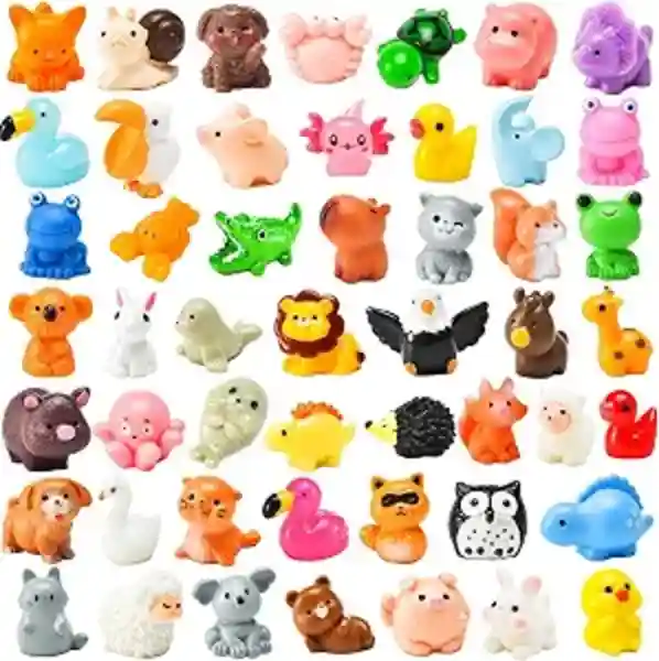 PAPPYN-A 50 Pcs Mini Resin Animal Figurines Bulk For Micro Garden And Dollhouse Decor