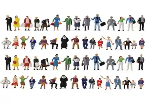 Evemodel HO Scale 1:87 Painted Passenger Figures 60 Pieces Set