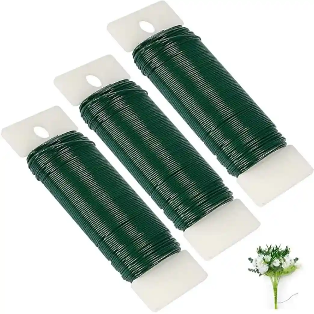 Zeanla 22 Gauge Green Floral Wire 3 Pack 117 Yards Paddle Wire for Crafts