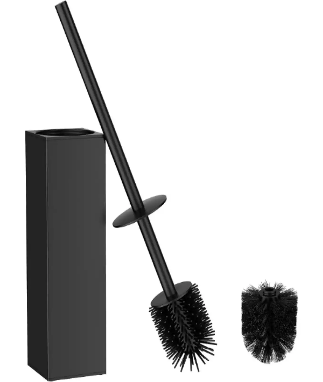 FORIOUS Toilet Bowl Brush Holder Set 304 Stainless Steel Handle Matte Black