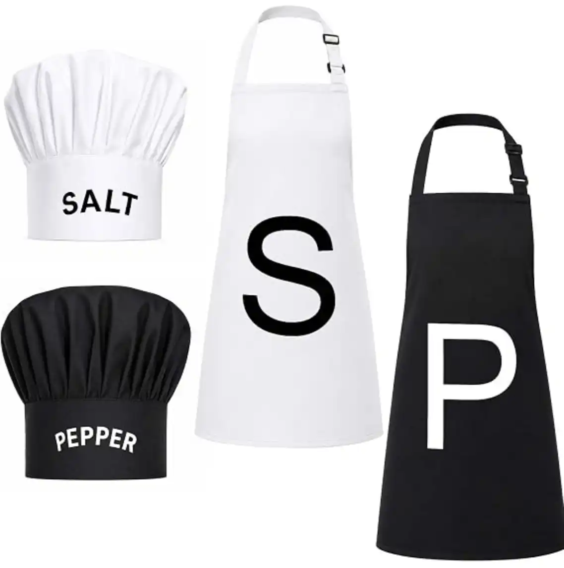 JcHrmers 4 Pcs Halloween Couple Condiment Costume Set Aprons and Chef Hats