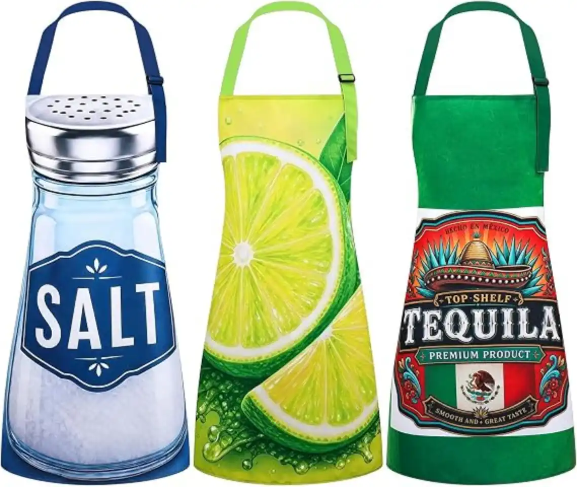 3Pcs Halloween Couple Costumes Apron Set Adult Tequila Lime Salt Waterproof Adjustable