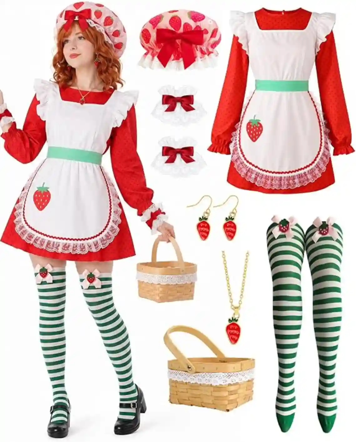 Women Strawberry Costume Set Halloween Costume for Women